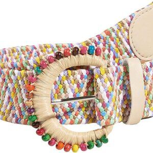Women's Boho Straw Woven Belt - Adjustable, Multicolor